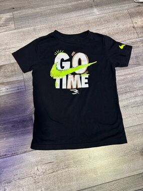 Nike Black Short-Sleeve 'Go Time' Tee with Neon Green Swoosh